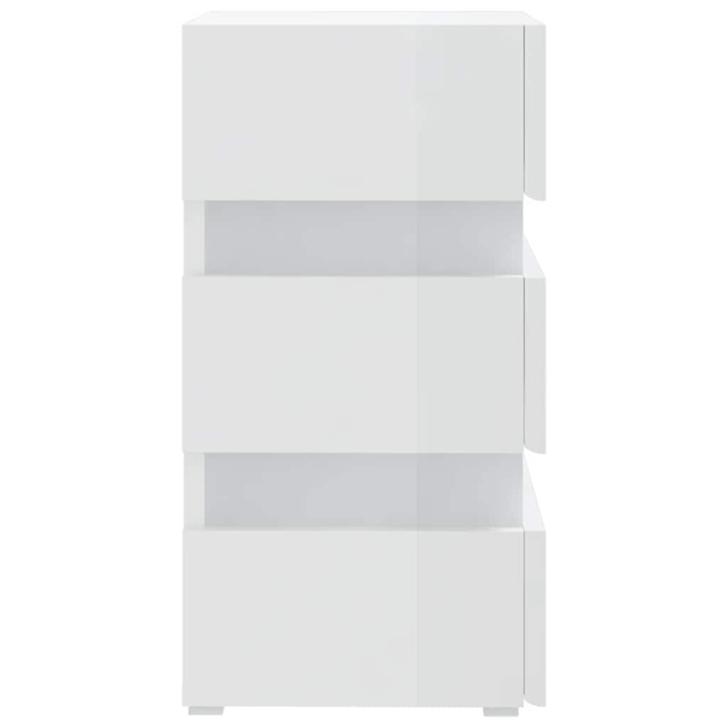 vidaXL LED-Nachttisch Hochglanz-Weiß 45x35x67 cm Holzwerkstoff