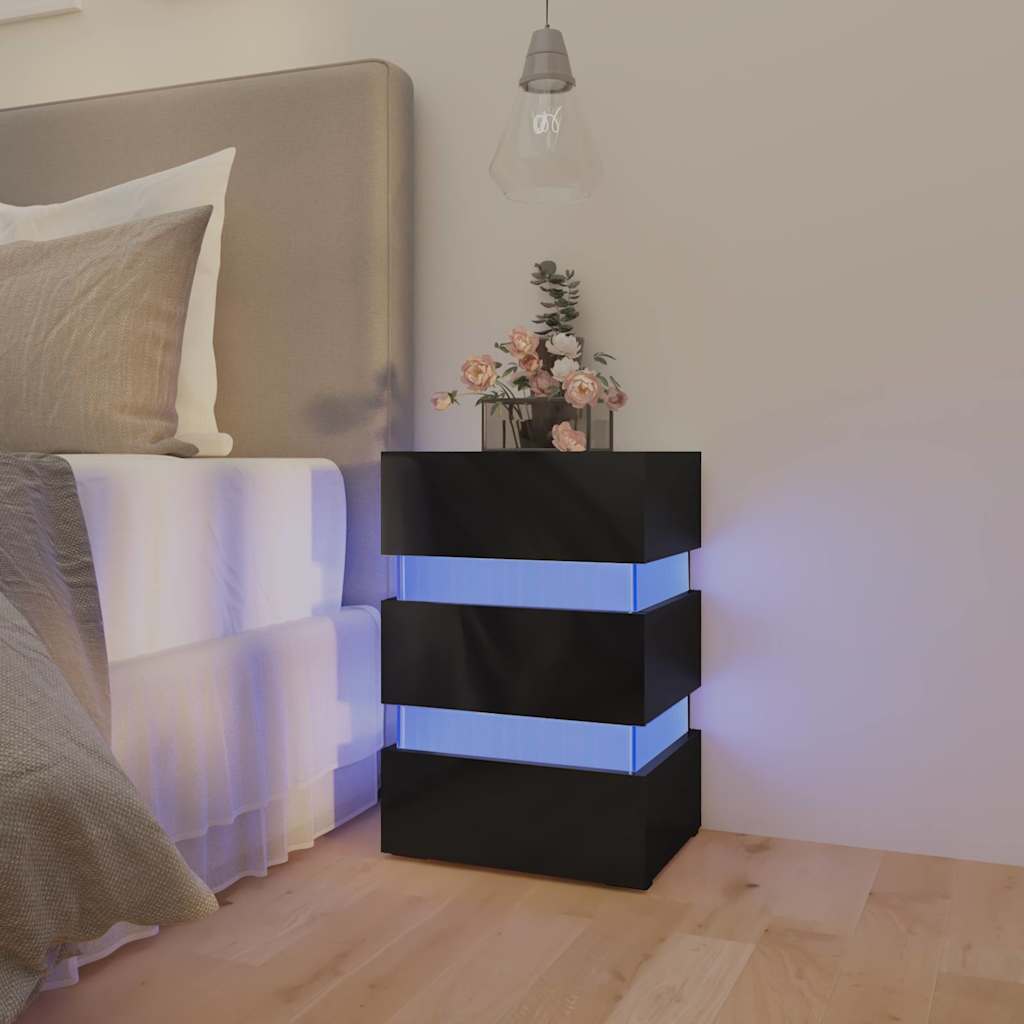 vidaXL LED-Nachttisch Hochglanz-Weiß 45x35x67 cm Holzwerkstoff