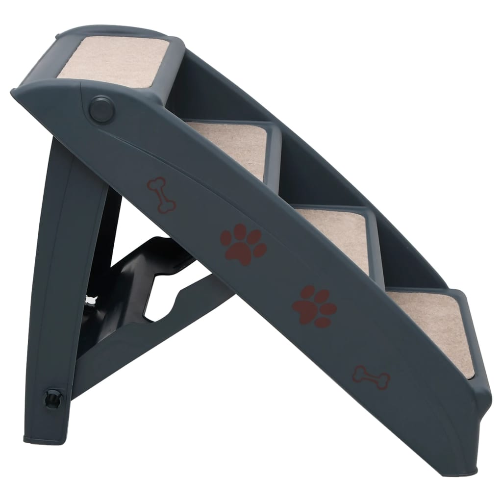vidaXL Hundetreppe mit 4 Stufen Klappbar Dunkelgrau