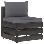 vidaXL Modulares Mittelsofa mit Kissen Grau Imprägniertes Holz