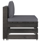vidaXL Modulares Mittelsofa mit Kissen Grau Imprägniertes Holz