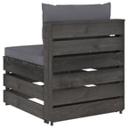vidaXL Modulares Mittelsofa mit Kissen Grau Imprägniertes Holz