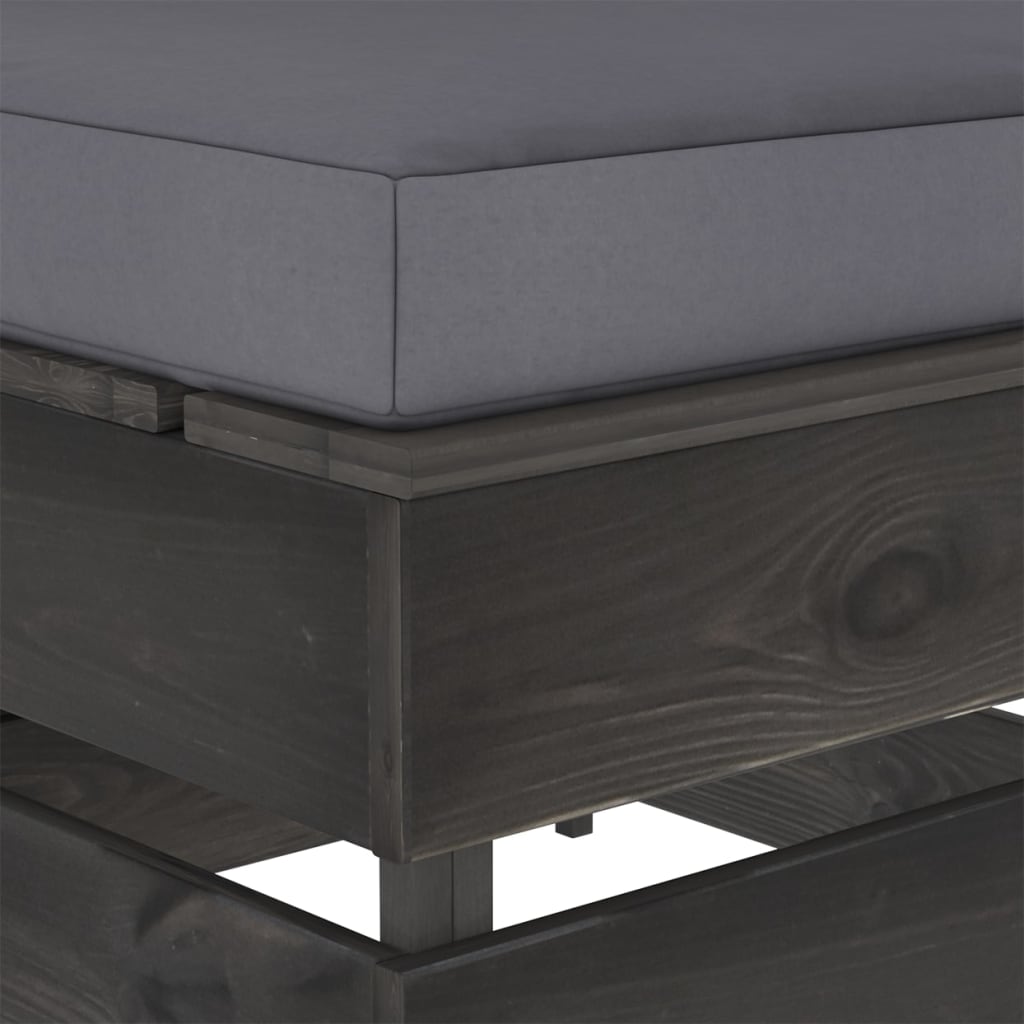 vidaXL Modulares Mittelsofa mit Kissen Grau Imprägniertes Holz