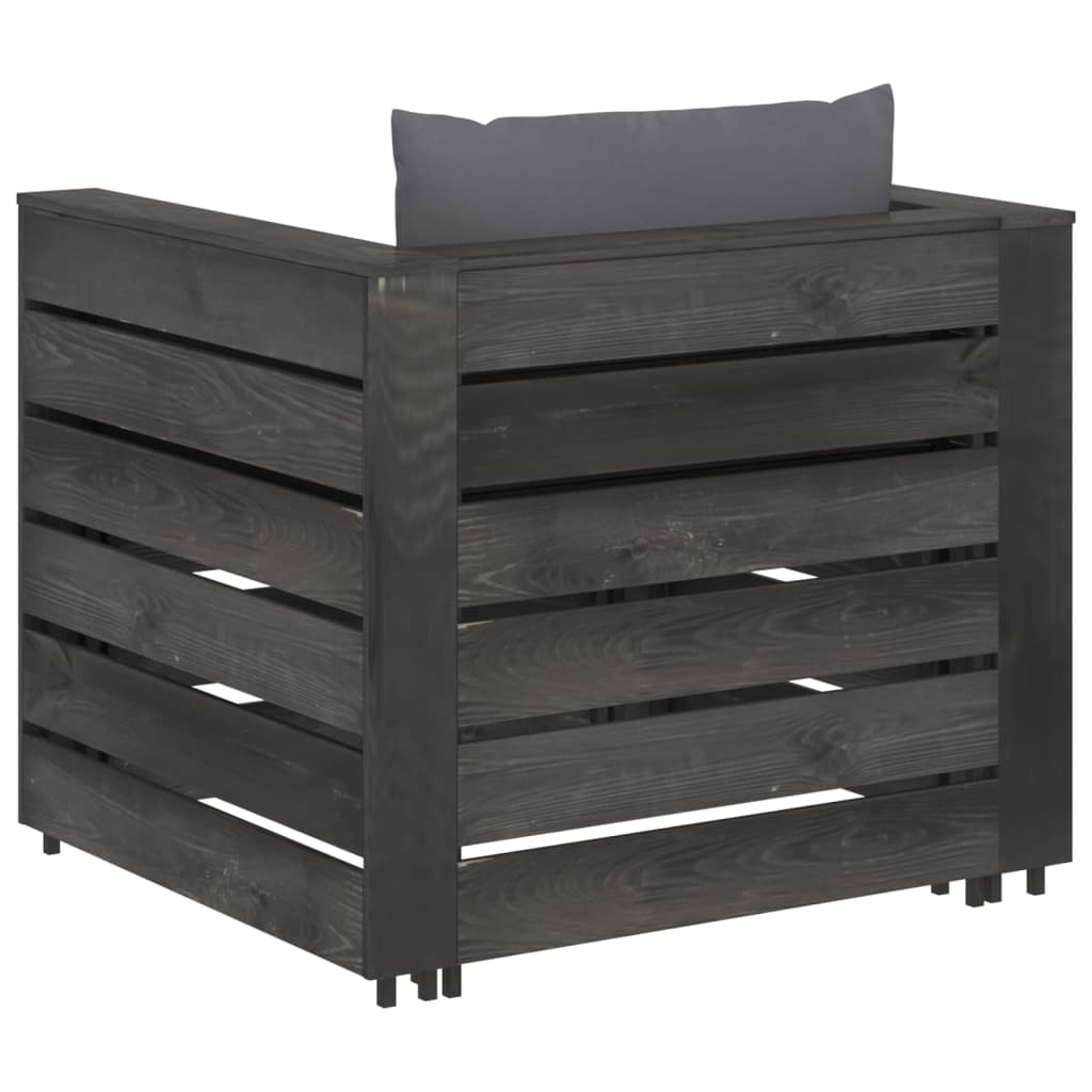 vidaXL 2-tlg. Garten-Lounge-Set mit Kissen Grau Imprägniertes Holz