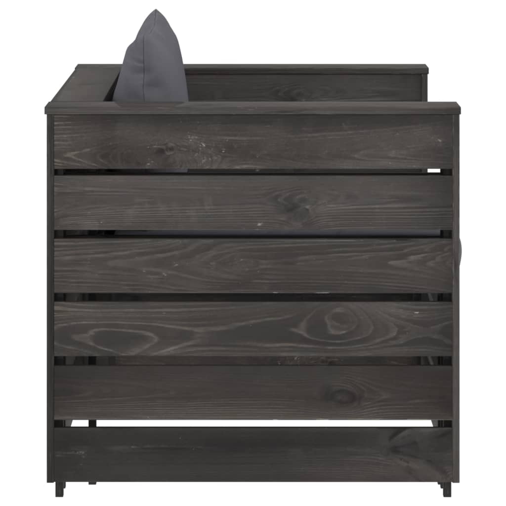 vidaXL 2-tlg. Garten-Lounge-Set mit Kissen Grau Imprägniertes Holz