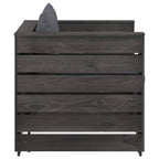 vidaXL 2-tlg. Garten-Lounge-Set mit Kissen Grau Imprägniertes Holz