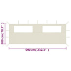 vidaXL Pavillon-Seitenwand mit Fenstern Creme