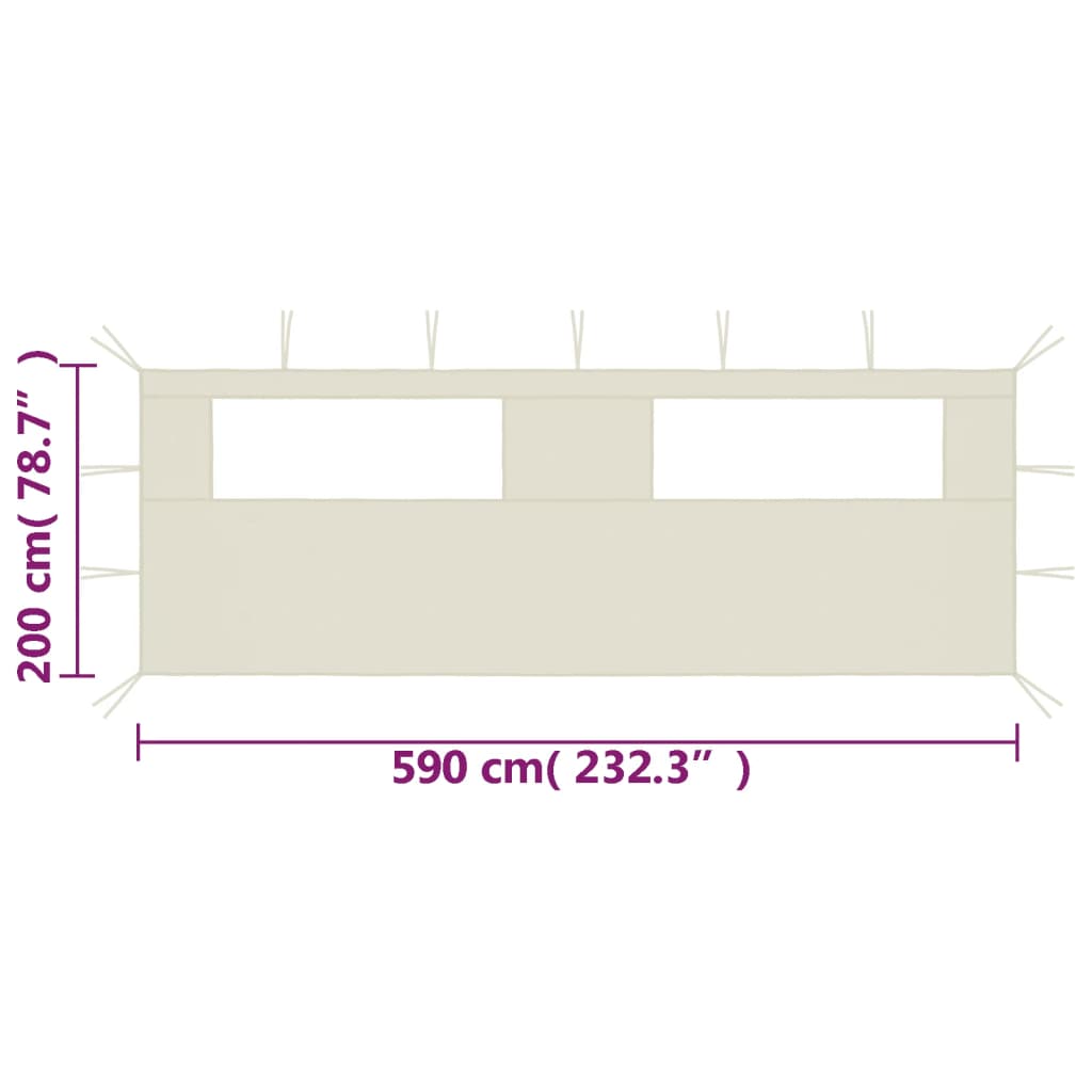 vidaXL Pavillon-Seitenwand mit Fenstern Creme