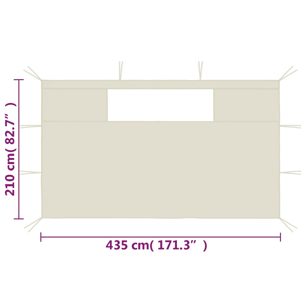 vidaXL Pavillon-Seitenwände mit Fenstern 2 Stk. Creme