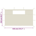 vidaXL Pavillon-Seitenwände mit Fenstern 2 Stk. Creme