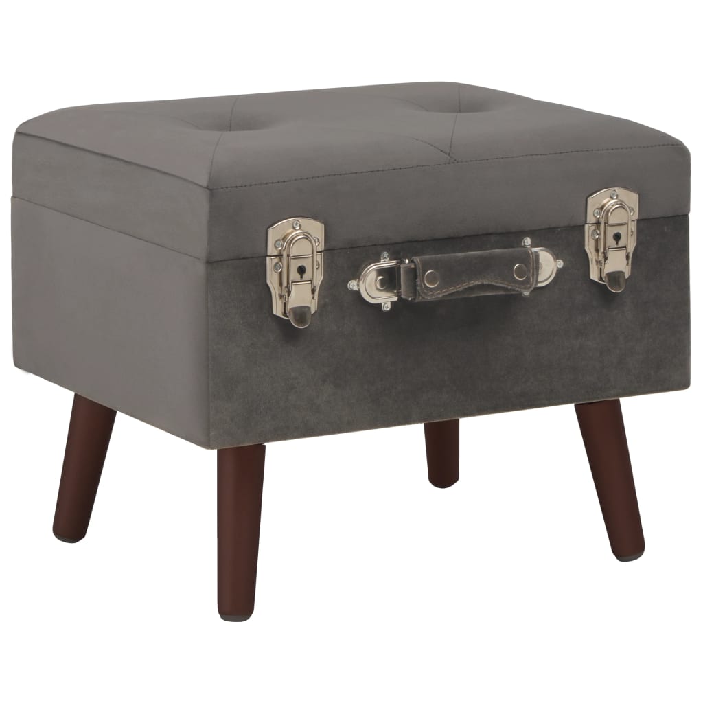 vidaXL Hocker mit Stauraum Grau 40 cm Samt
