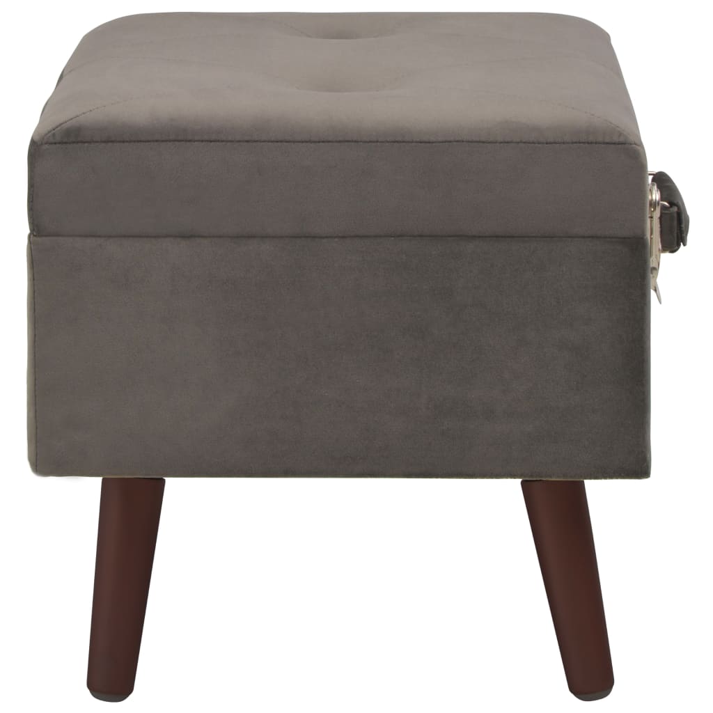 vidaXL Hocker mit Stauraum Grau 40 cm Samt