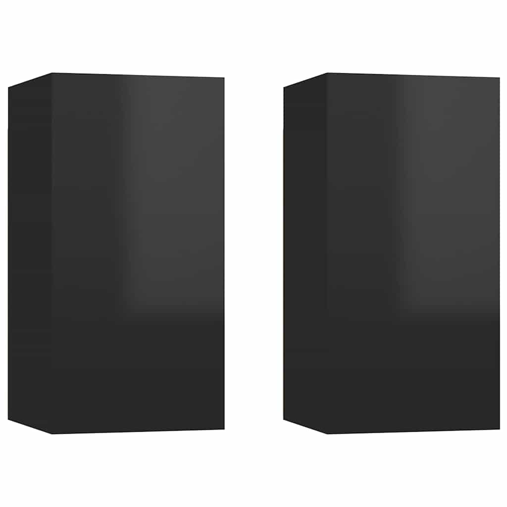 vidaXL TV-Schränke 2 Stk. Hochglanz-Schwarz 30,5x30x60cm Holzwerkstoff