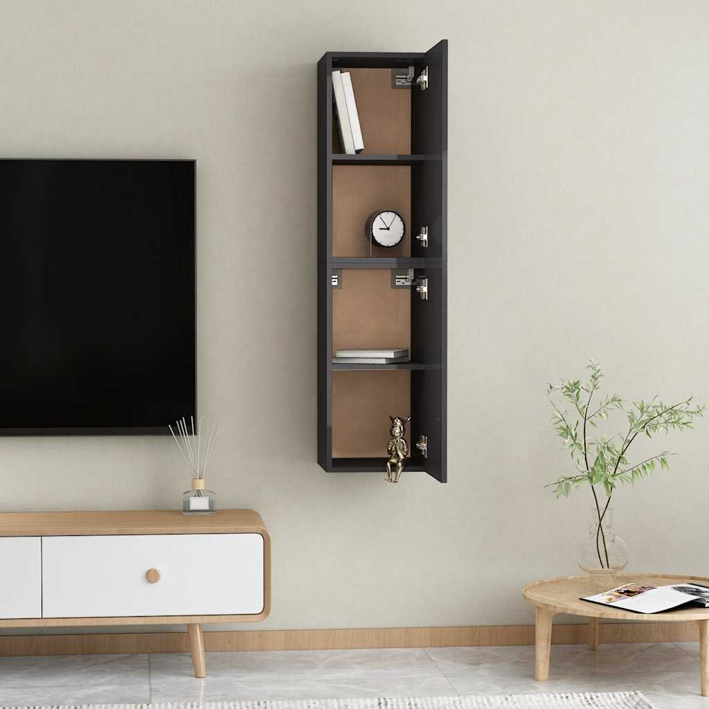 vidaXL TV-Schränke 2 Stk. Hochglanz-Schwarz 30,5x30x60cm Holzwerkstoff