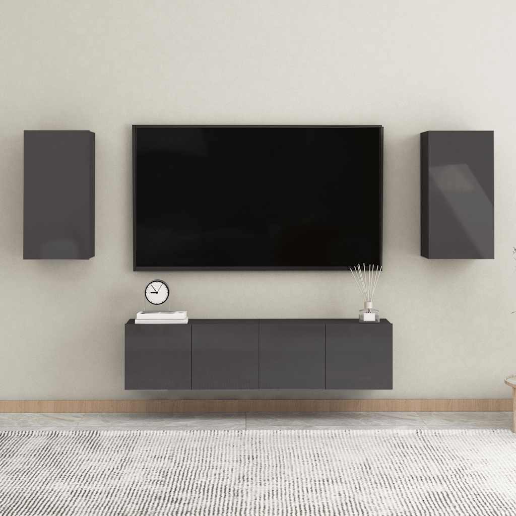 vidaXL TV-Schränke 2 Stk. Hochglanz-Schwarz 30,5x30x60cm Holzwerkstoff