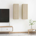 vidaXL TV-Schränke 2 Stk. Weiß Sonoma-Eiche 30,5x30x60cm Holzwerkstoff