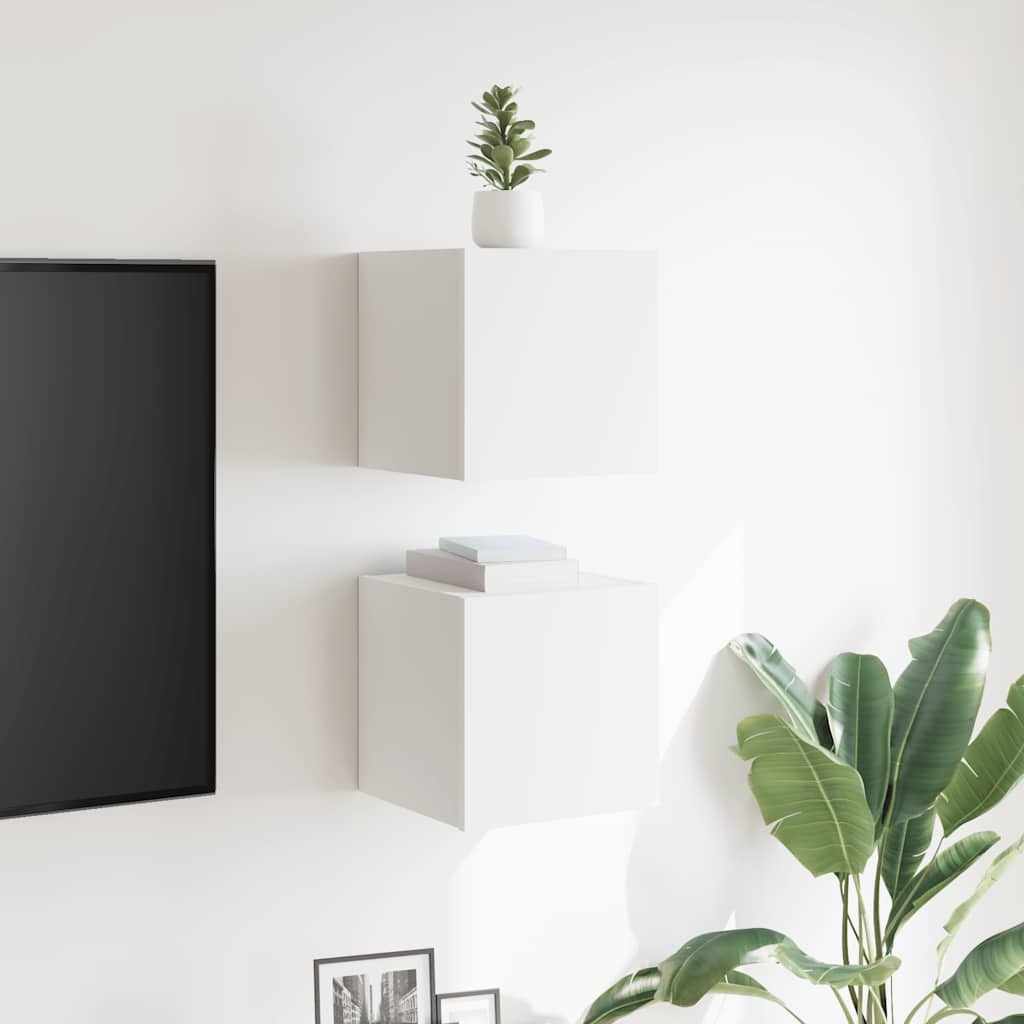 vidaXL TV-Wandschränke 2 Stk. Weiß 30,5x30x30 cm