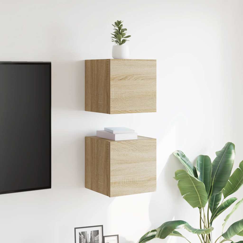 vidaXL TV-Wandschränke 2 Stk. Sonoma-Eiche 30,5x30x30 cm