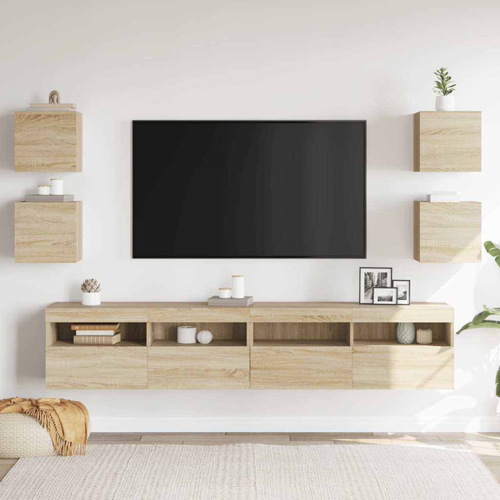vidaXL TV-Wandschränke 4 Stk. Sonoma-Eiche 30,5x30x30 cm