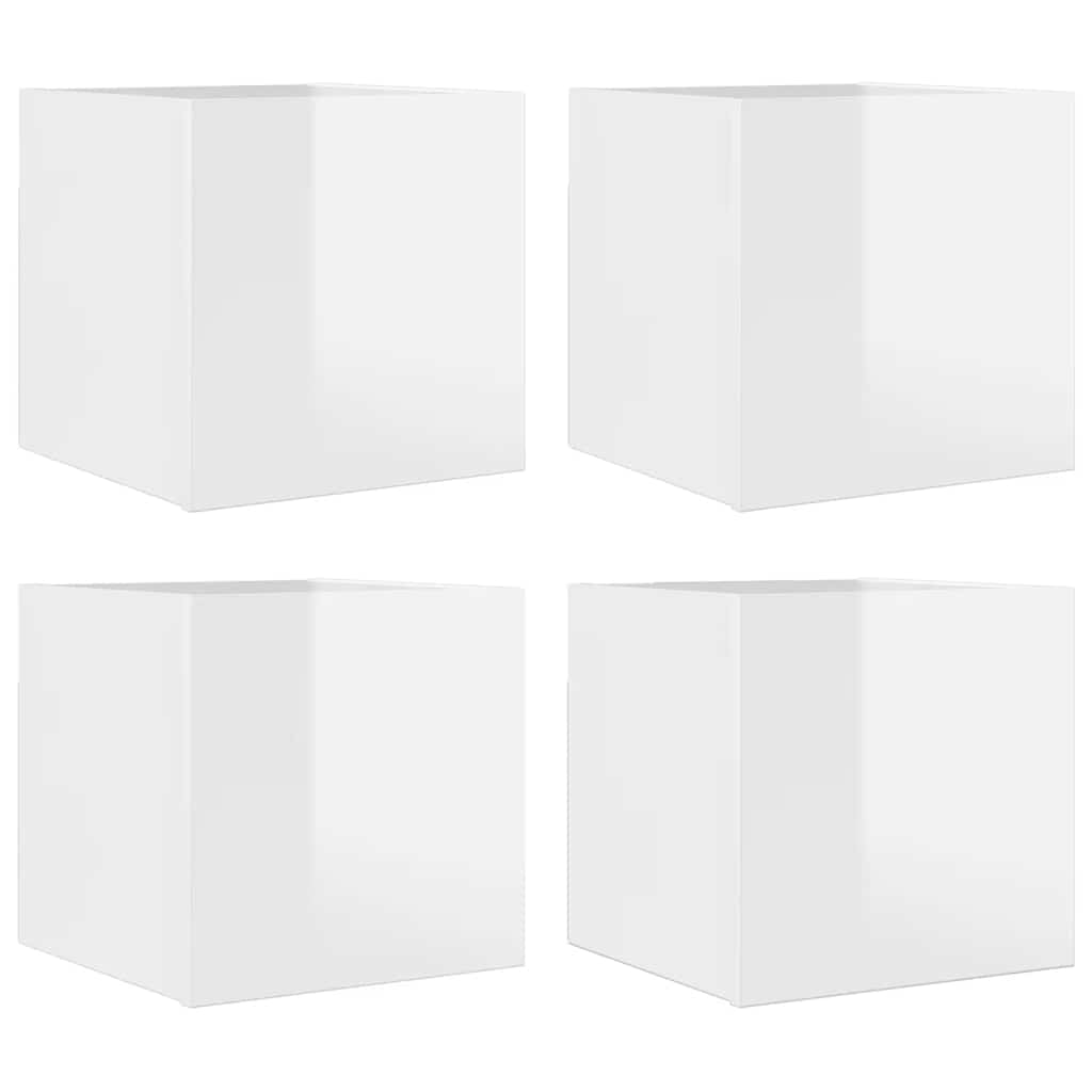 vidaXL TV-Wandschränke 4 Stk. Hochglanz-Weiß 30,5x30x30 cm