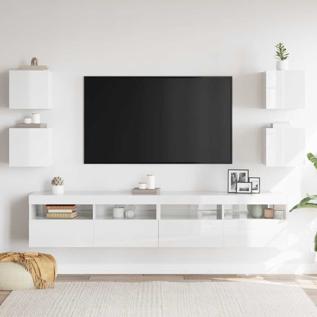 vidaXL TV-Wandschränke 4 Stk. Hochglanz-Weiß 30,5x30x30 cm