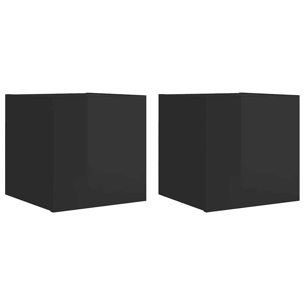 vidaXL TV-Wandschränke 2 Stk. Hochglanz-Schwarz 30,5x30x30 cm