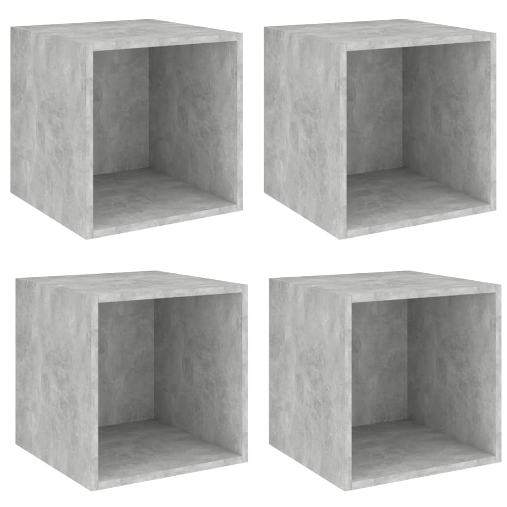 vidaXL Wandschränke 4 Stk. Betongrau 37x37x37 cm Holzwerkstoff
