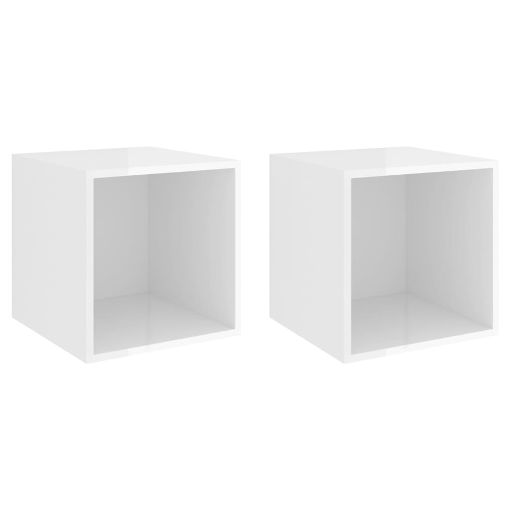 vidaXL Wandschränke 2 Stk. Hochglanz-Weiß 37x37x37 cm Holzwerkstoff