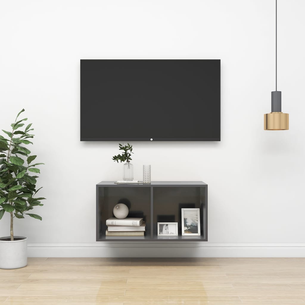 vidaXL TV-Wandschrank Hochglanz-Weiß 37x37x72 cm Holzwerkstoff