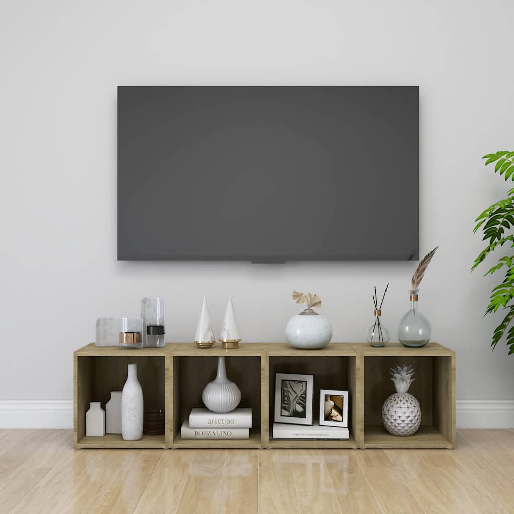 vidaXL TV-Schränke 4 Stk. Sonoma-Eiche 37x35x37 cm Holzwerkstoff