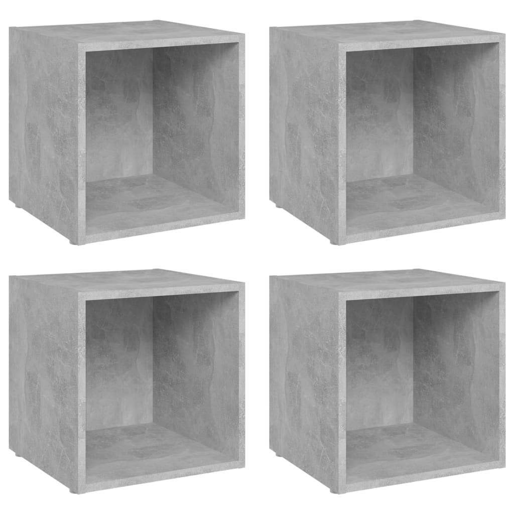 vidaXL TV-Schränke 4 Stk. Betongrau 37x35x37 cm Holzwerkstoff