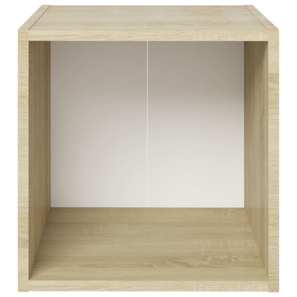 vidaXL TV-Schrank Weiß und Sonoma-Eiche 37x35x37 cm Holzwerkstoff