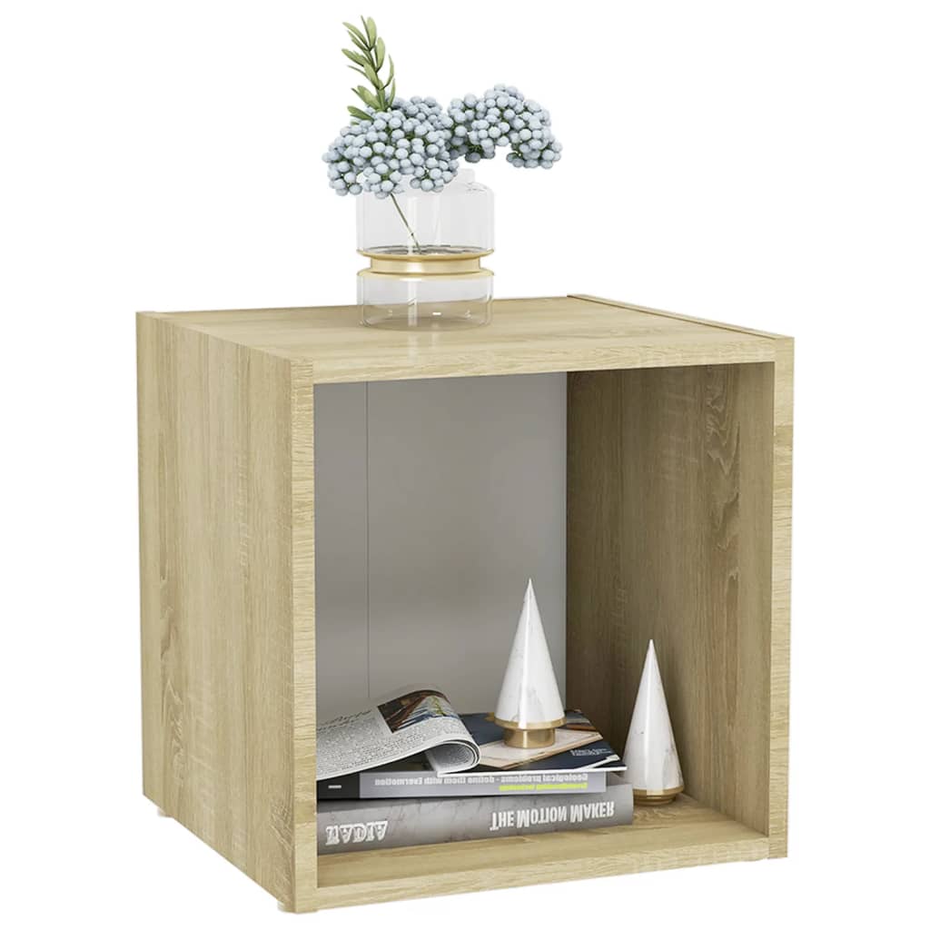 vidaXL TV-Schrank Weiß und Sonoma-Eiche 37x35x37 cm Holzwerkstoff
