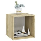 vidaXL TV-Schrank Weiß und Sonoma-Eiche 37x35x37 cm Holzwerkstoff