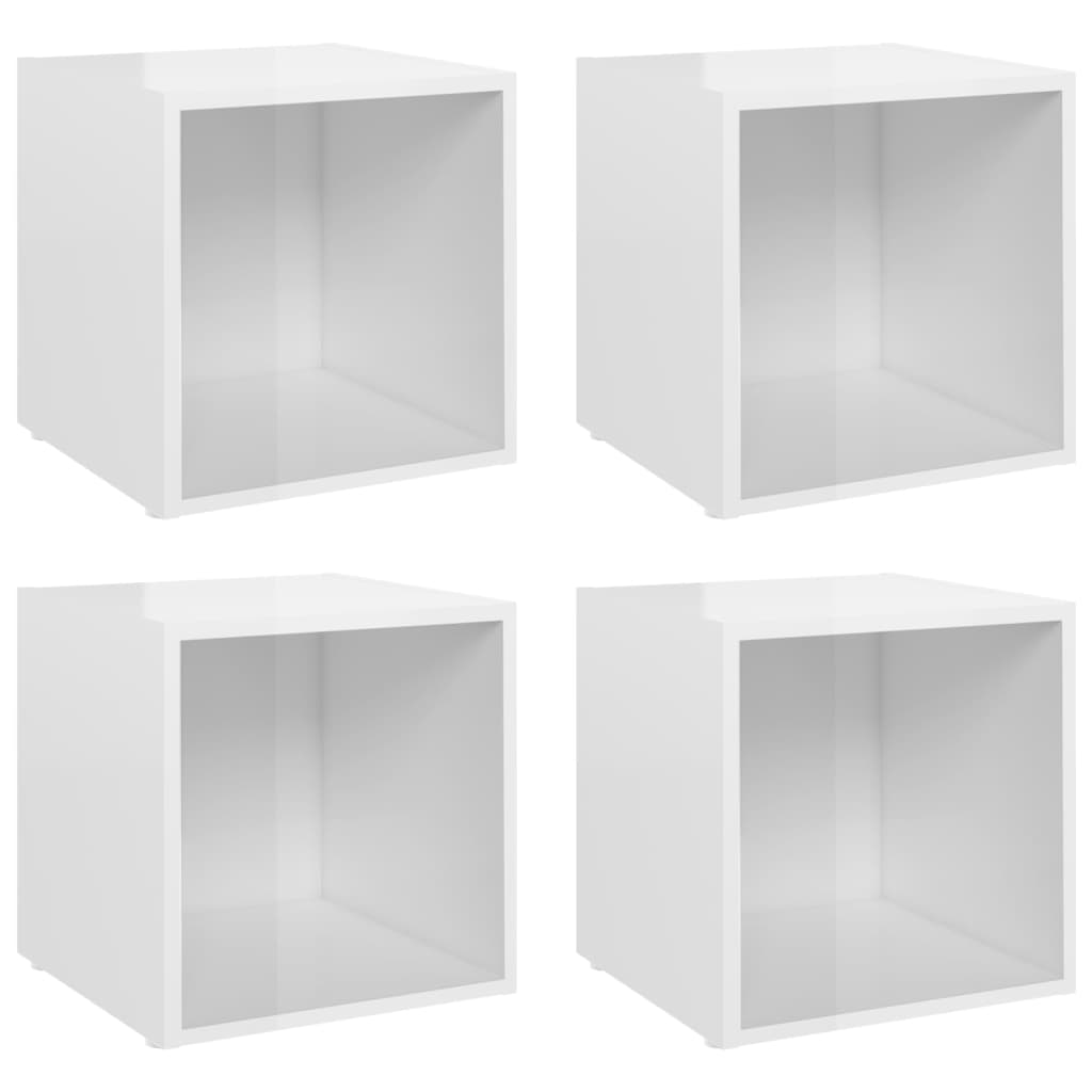 vidaXL TV-Schränke 4 Stk. Hochglanz-Weiß 37x35x37 cm Holzwerkstoff