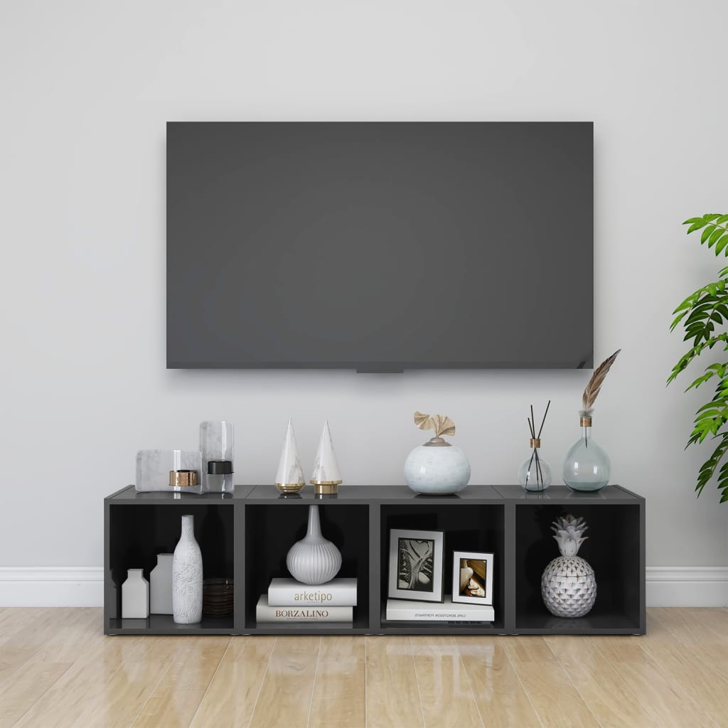 vidaXL TV-Schränke 4 Stk. Hochglanz-Weiß 37x35x37 cm Holzwerkstoff