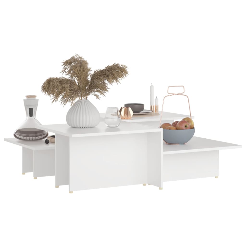 vidaXL Couchtische 2 Stk. Weiß 111,5x50x33 cm Holzwerkstoff