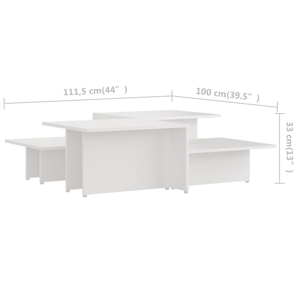 vidaXL Couchtische 2 Stk. Weiß 111,5x50x33 cm Holzwerkstoff