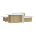 vidaXL Couchtische 2Stk. Sonoma-Eiche Weiß 111,5x50x33cm Holzwerkstoff