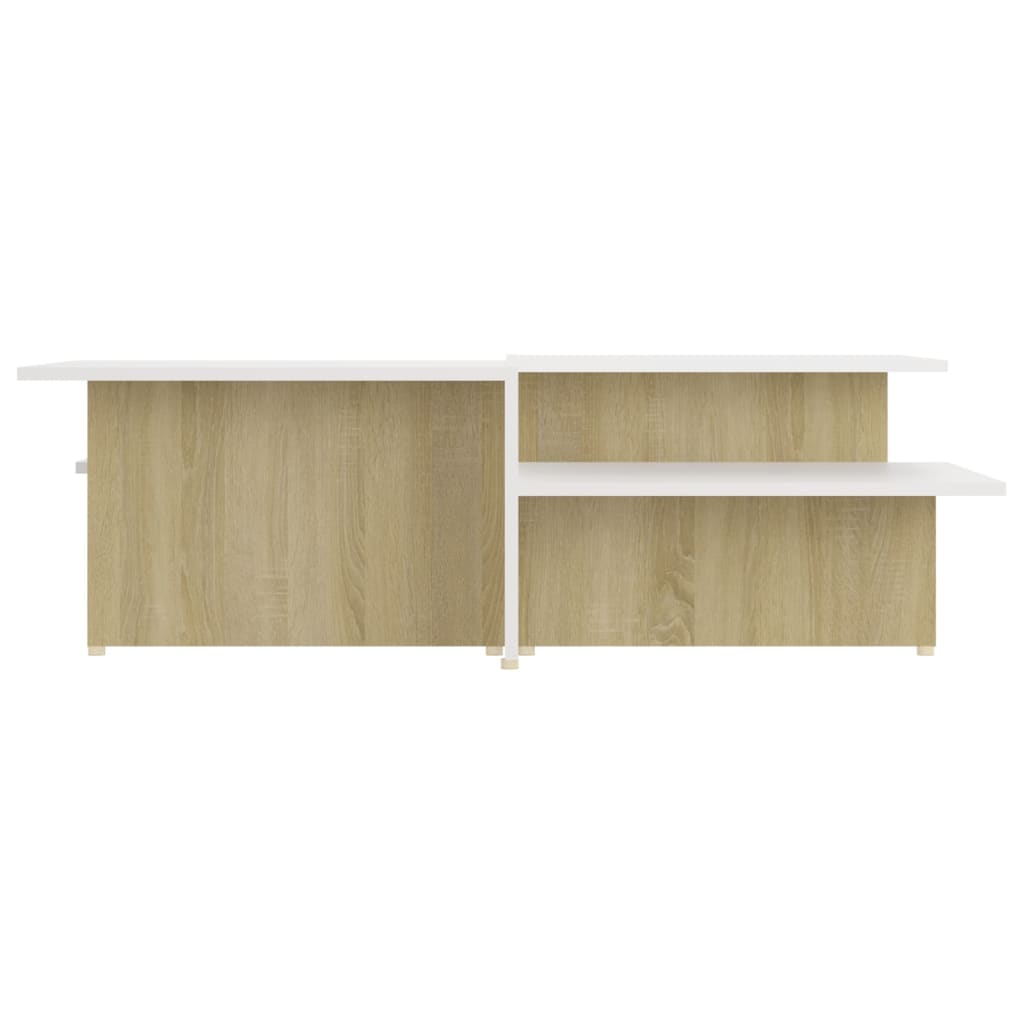 vidaXL Couchtische 2Stk. Sonoma-Eiche Weiß 111,5x50x33cm Holzwerkstoff