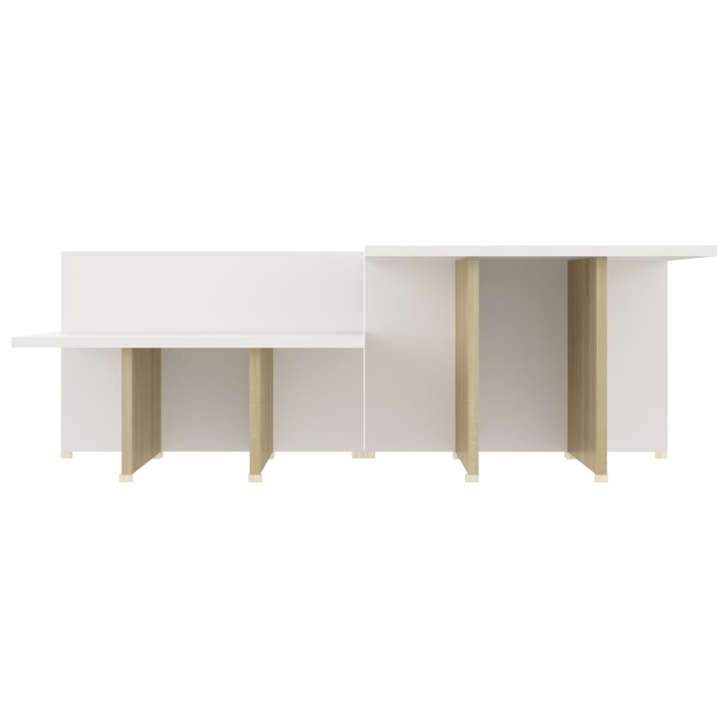 vidaXL Couchtische 2Stk. Sonoma-Eiche Weiß 111,5x50x33cm Holzwerkstoff