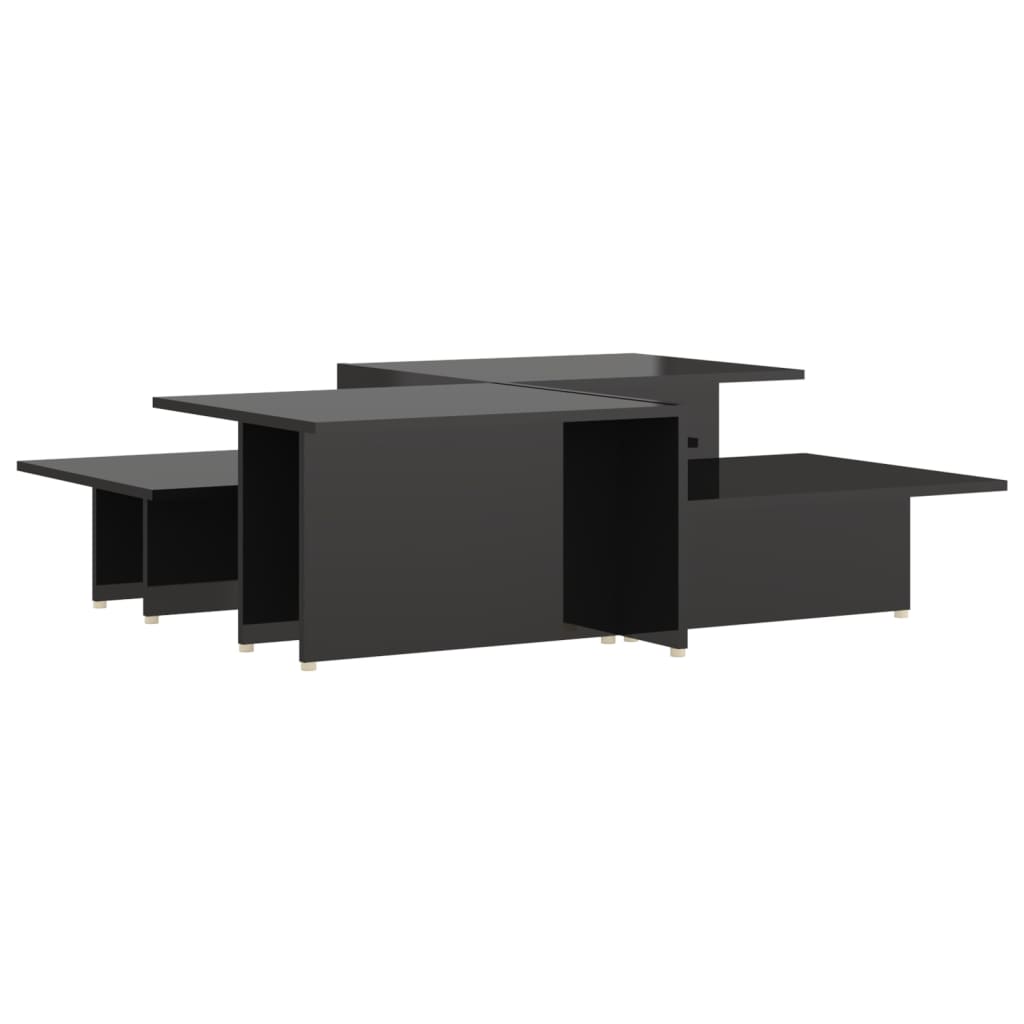 vidaXL Couchtische 2Stk. Hochglanz-Schwarz 111,5x50x33cm Holzwerkstoff
