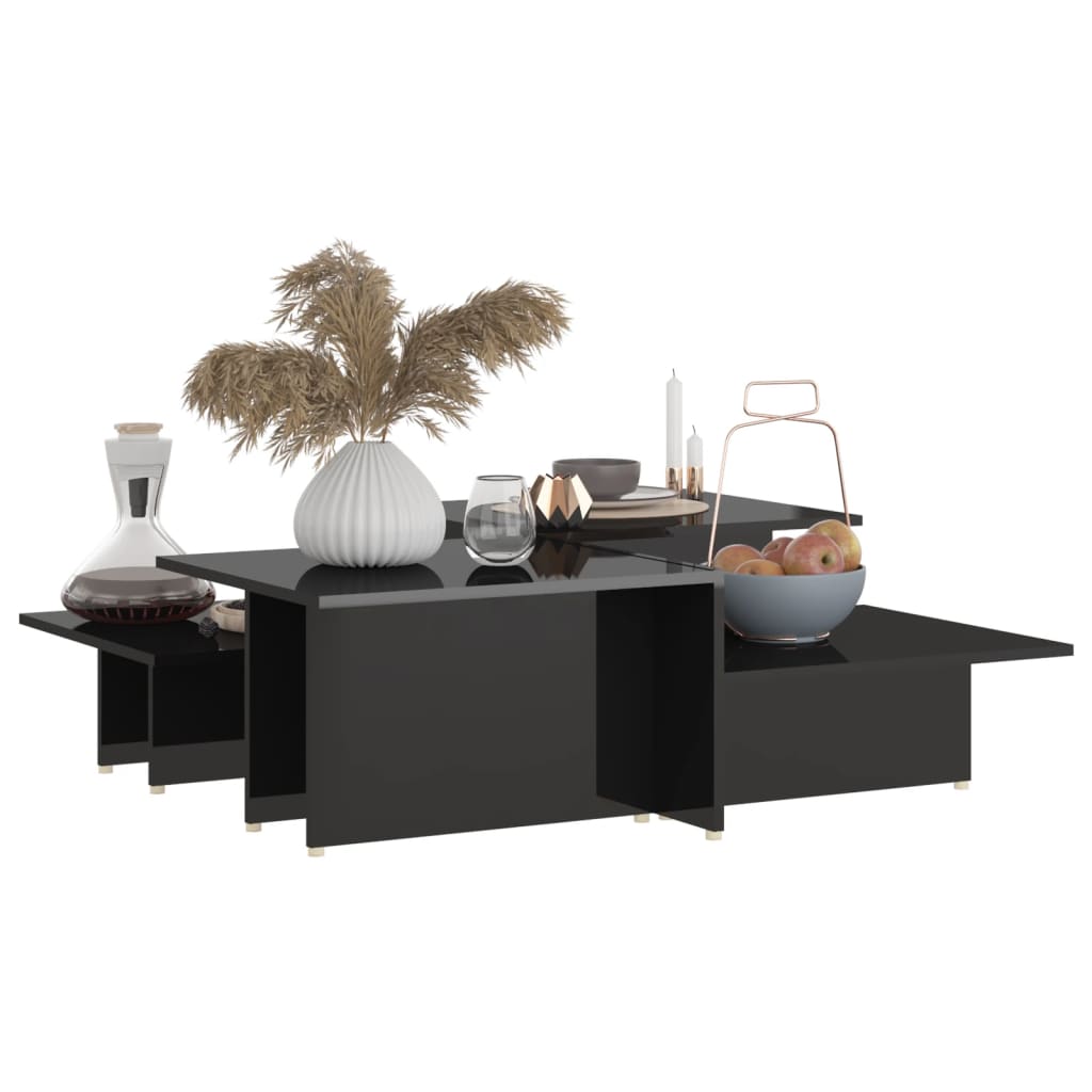 vidaXL Couchtische 2Stk. Hochglanz-Schwarz 111,5x50x33cm Holzwerkstoff