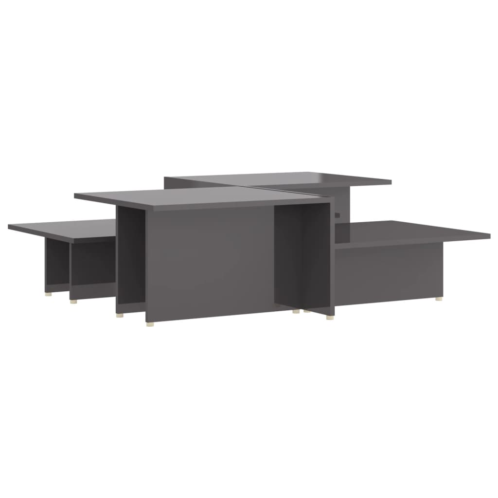 vidaXL Couchtische 2 Stk. Hochglanz-Grau 111,5x50x33 cm Holzwerkstoff