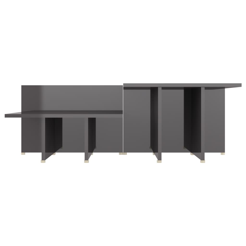 vidaXL Couchtische 2 Stk. Hochglanz-Grau 111,5x50x33 cm Holzwerkstoff