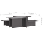 vidaXL Couchtische 2 Stk. Hochglanz-Grau 111,5x50x33 cm Holzwerkstoff