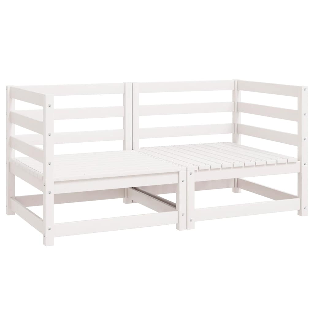 vidaXL Garten-Ecksofas 2 Stk. Weiß Kiefer Massivholz