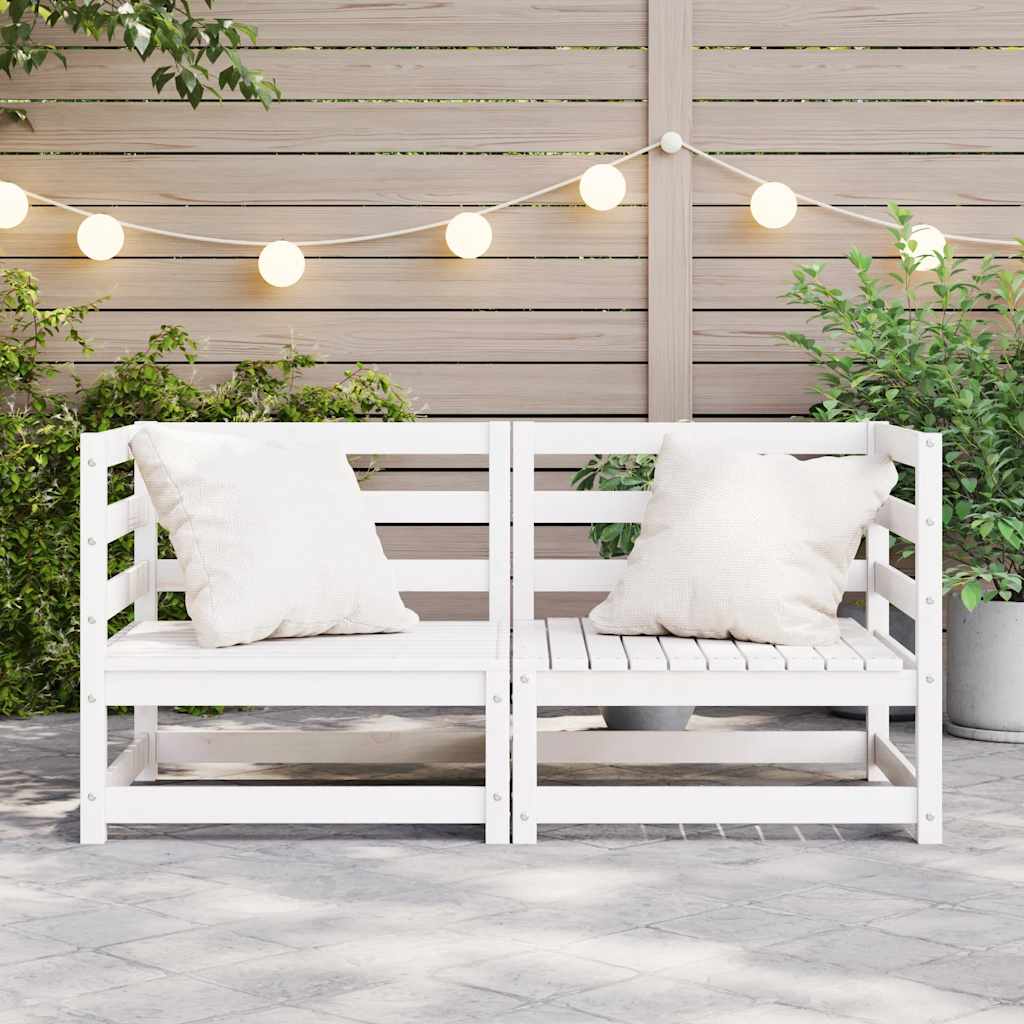 vidaXL Garten-Ecksofas 2 Stk. Weiß Kiefer Massivholz