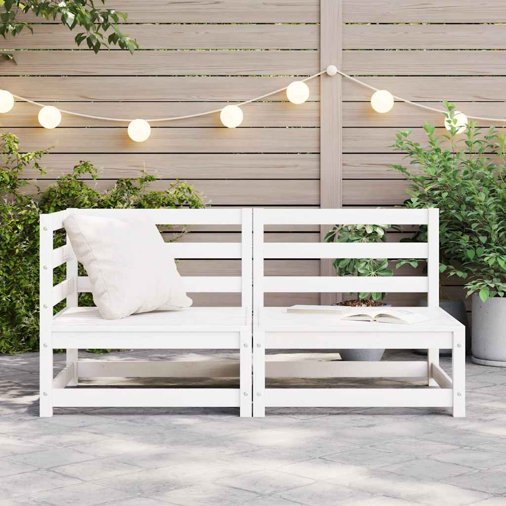 vidaXL 2-tlg. Garten-Lounge-Set Weiß Kiefer Massivholz