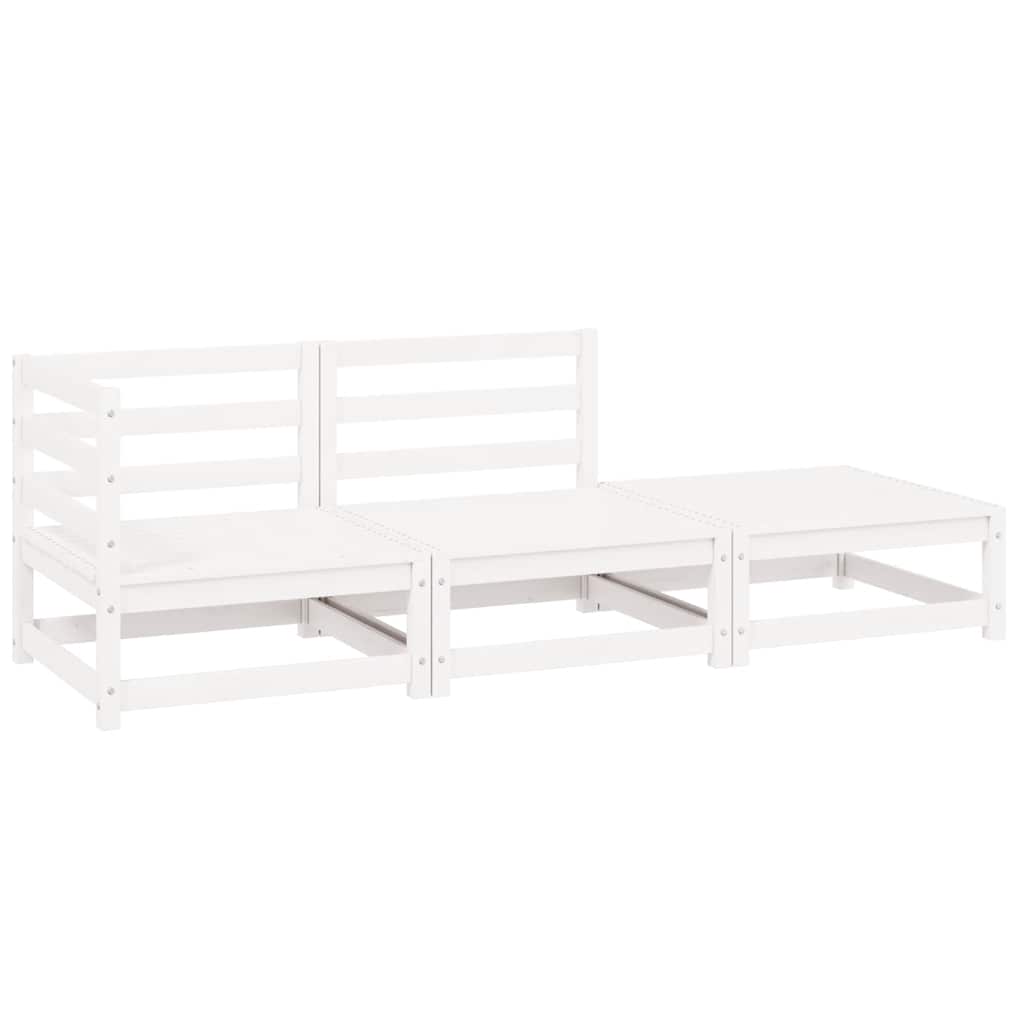 vidaXL 3-tlg. Garten-Lounge-Set Weiß Kiefer Massivholz